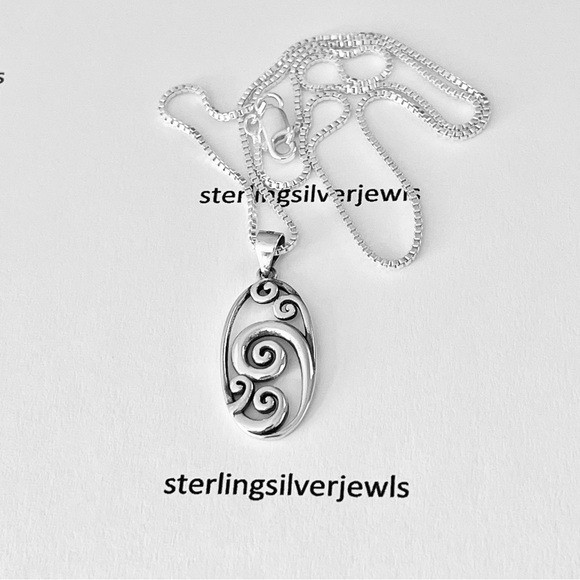 Sterling Silver A Lot Of Waves Necklace, Ocean Necklaces, Multiple Spiral Chain - Picture 10 of 11